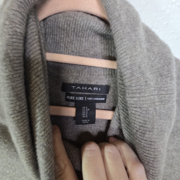 Tahari Pure Cashmere Cowl Neck Hi Low Sweater - Picture 5 of 11